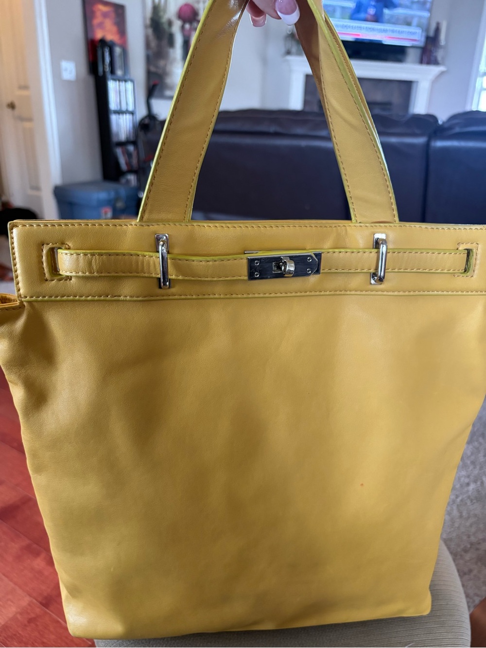 Donald J. Pliner Mustard Yellow Leather Tote